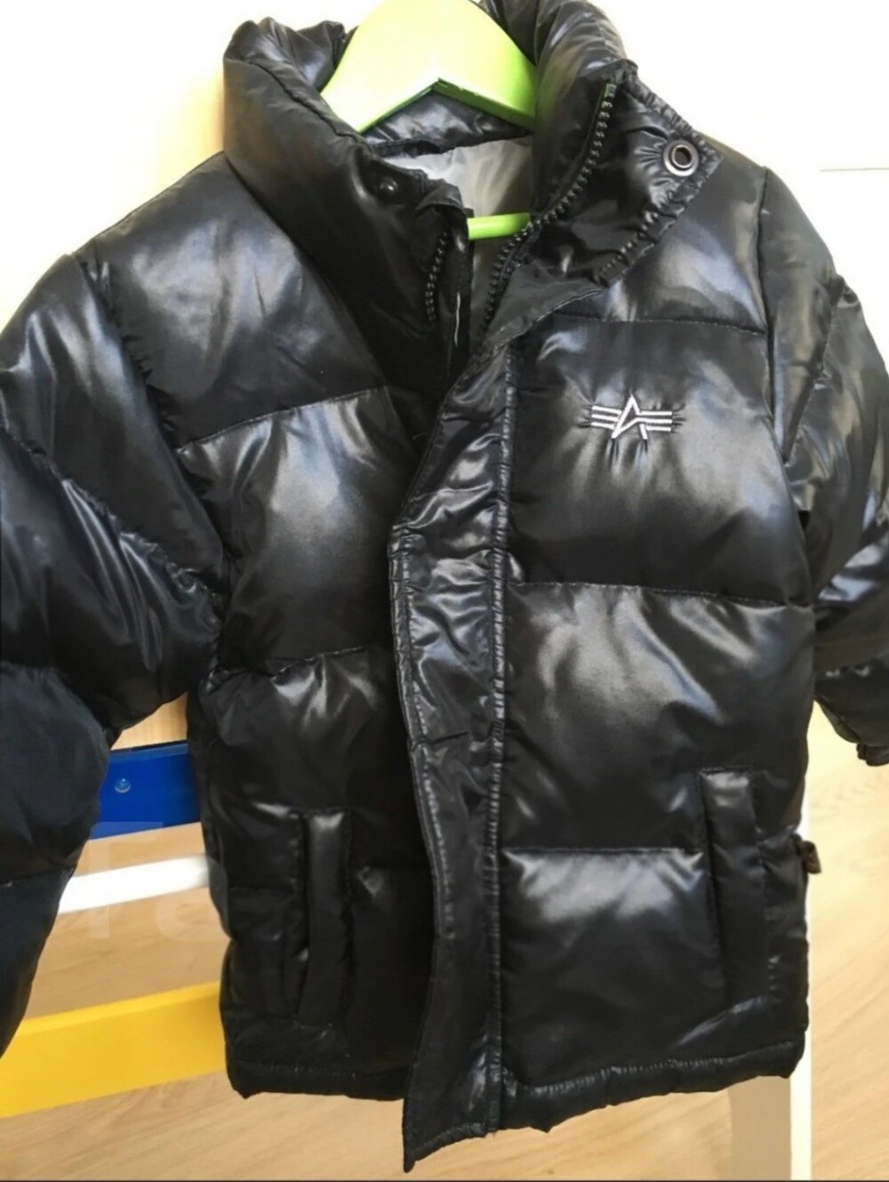 ALPHA IND. Black Kid's Puffer Jacket with Hood And Embroidered Logo - Picture 2 of 16